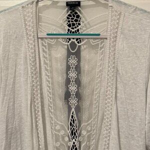 Torrid Slub Knit 3/4 Sleeve Lace Back Sweater Cardigan Size 4